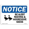 Signmission OSHA Notice Sign, 7" Height, Be Alert Nesting And Aggressive Geese Sign With Symbol, Landscape OS-NS-D-710-L-10314